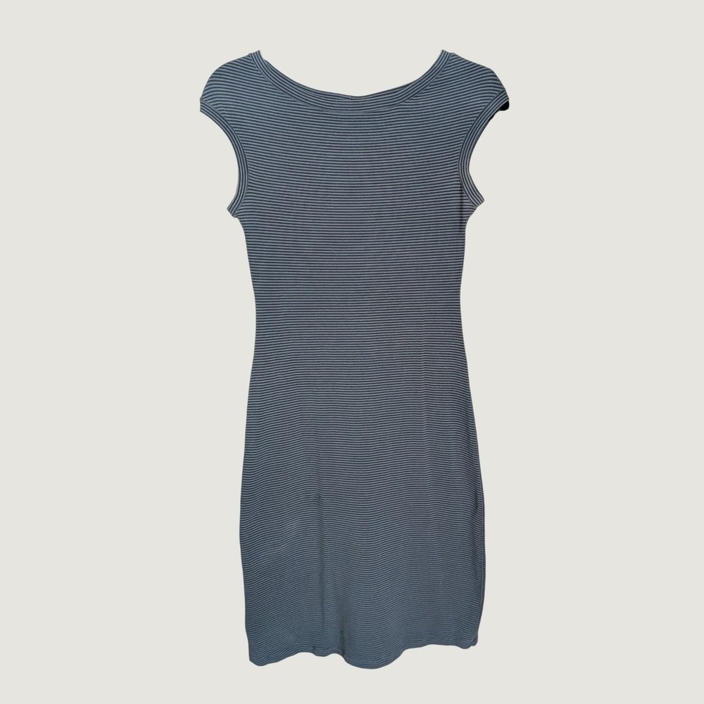 Angelrox Blue Grey Micro Striped Bamboo Cotton Bodycon Dress One Size / Medium